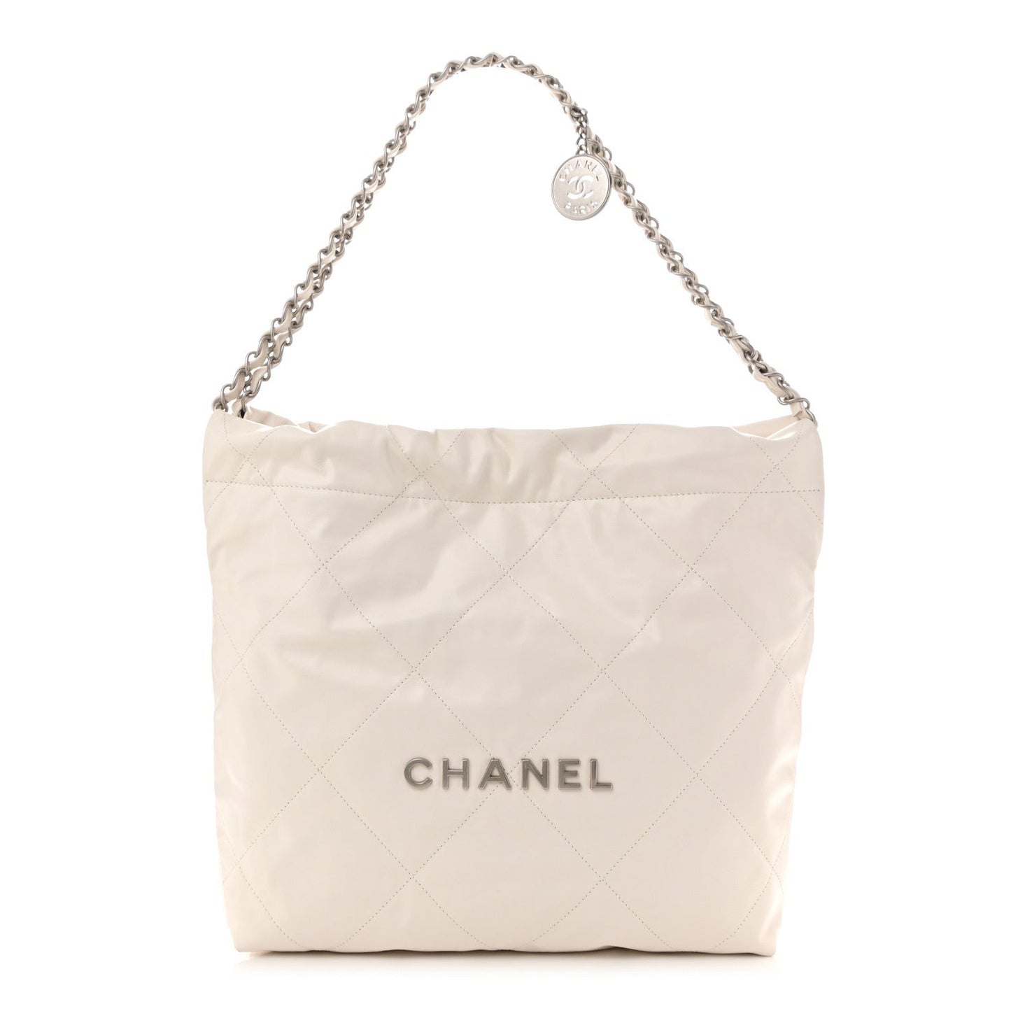 Amelia Shiny Calfskin Quilted Small 22 White