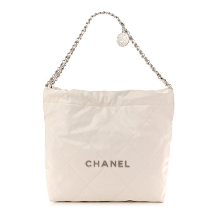 Amelia Shiny Calfskin Quilted Small 22 White