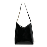 Saint Laurent Patent Calfskin Rendez-Vous Hobo Black