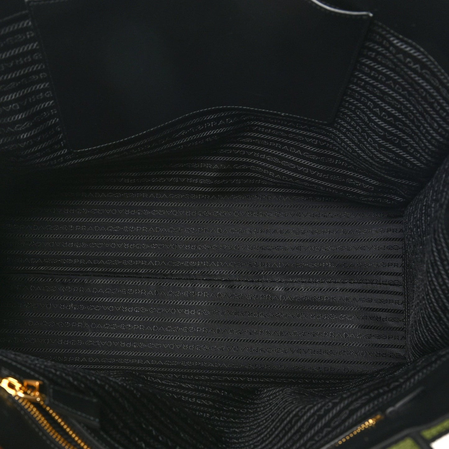 Prada Jacquard Saffiano Triangolo Symbole Embroidered Shopping Tote Black Edera