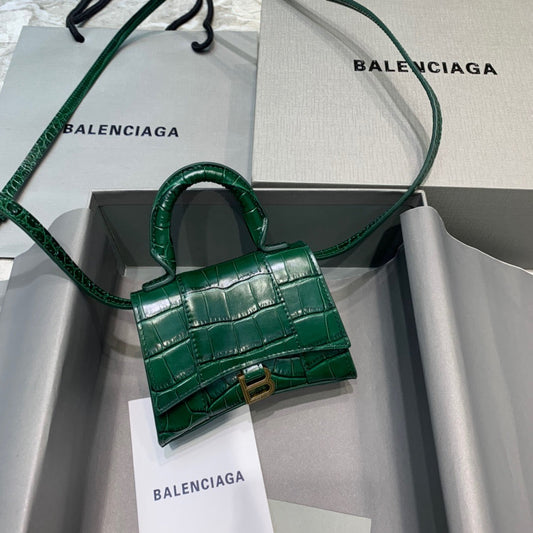 BLN-Ciaga Hourglass Mini Handbag In Green, For Women,  Bags 4.7in/12Amelia