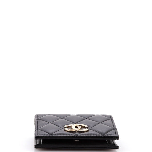Crystal CC Bifold Wallet Quilted Lambskin Compact