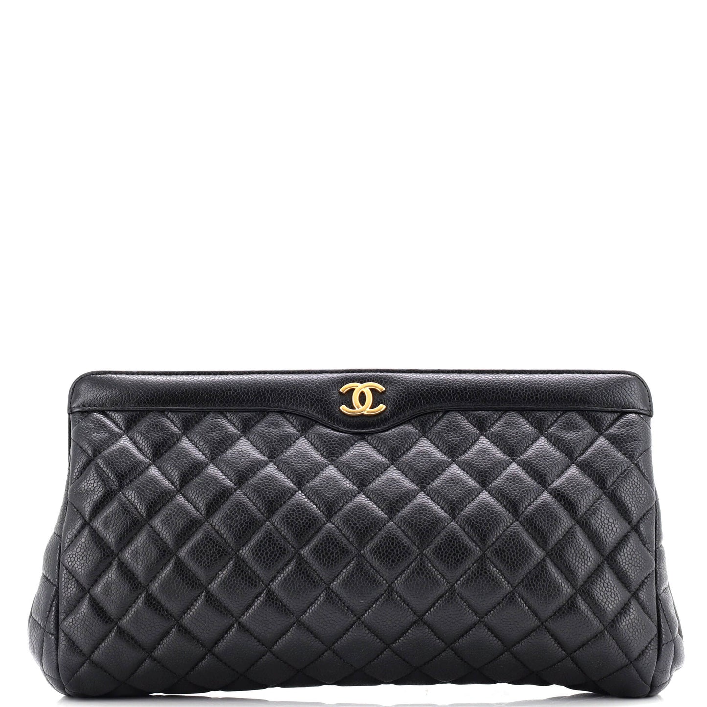 CC Frame Clutch Quilted Caviar Large