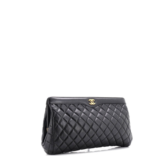 CC Frame Clutch Quilted Caviar Large