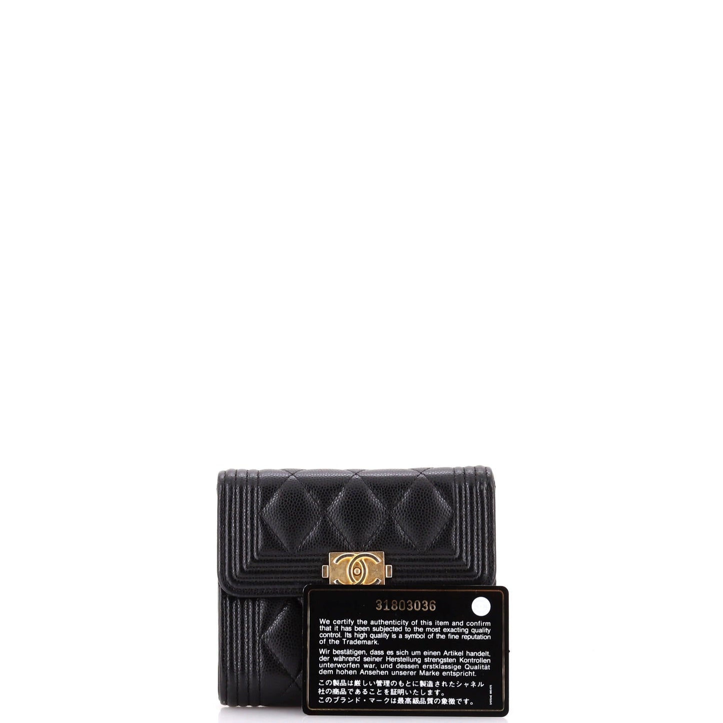 Boy Flap Wallet Quilted Caviar Compact