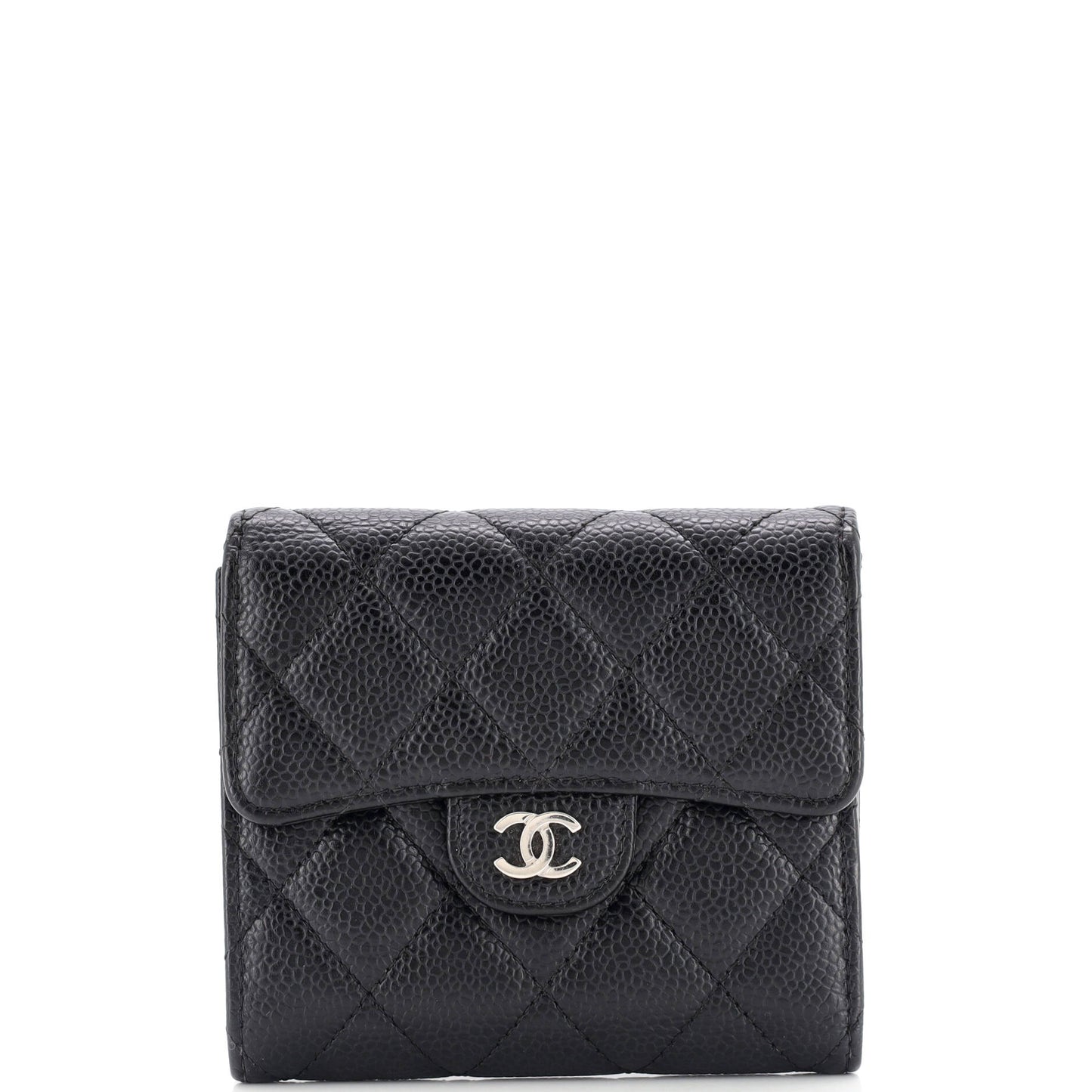 CC Compact Classic Flap Wallet Quilted Caviar