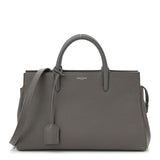 Saint Laurent Grained Calfskin Small Cabas Rive Gauche Fog