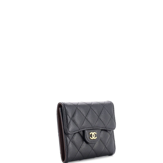CC Compact Classic Flap Wallet Quilted Caviar