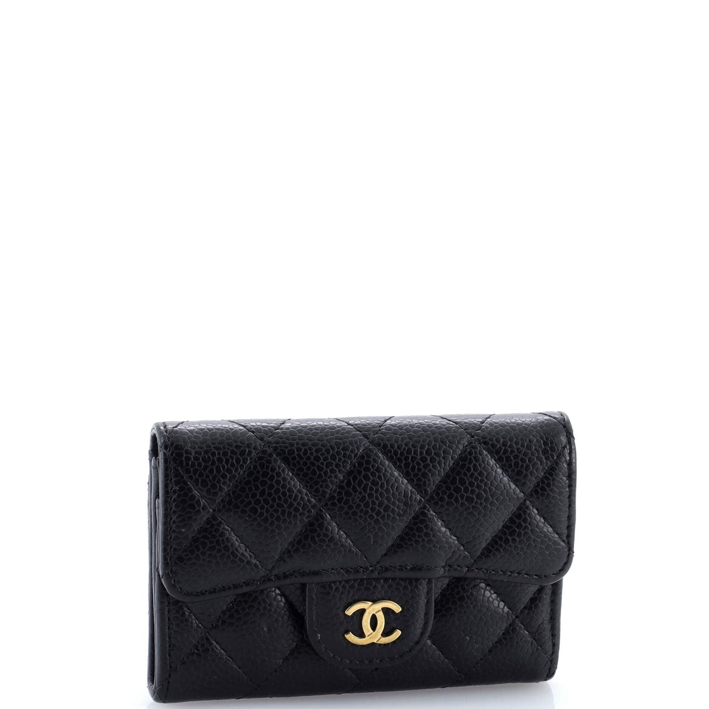 Classic Flap Card Case Quilted Caviar