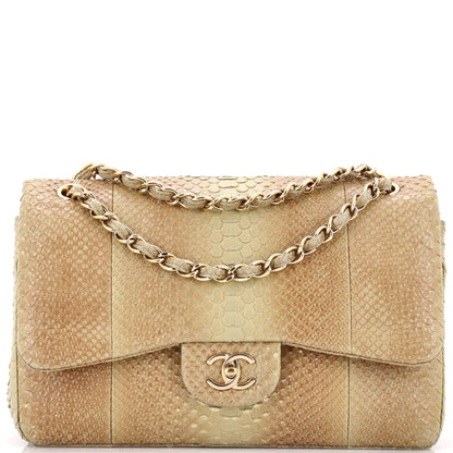 Classic Double Flap Bag Python Jumbo