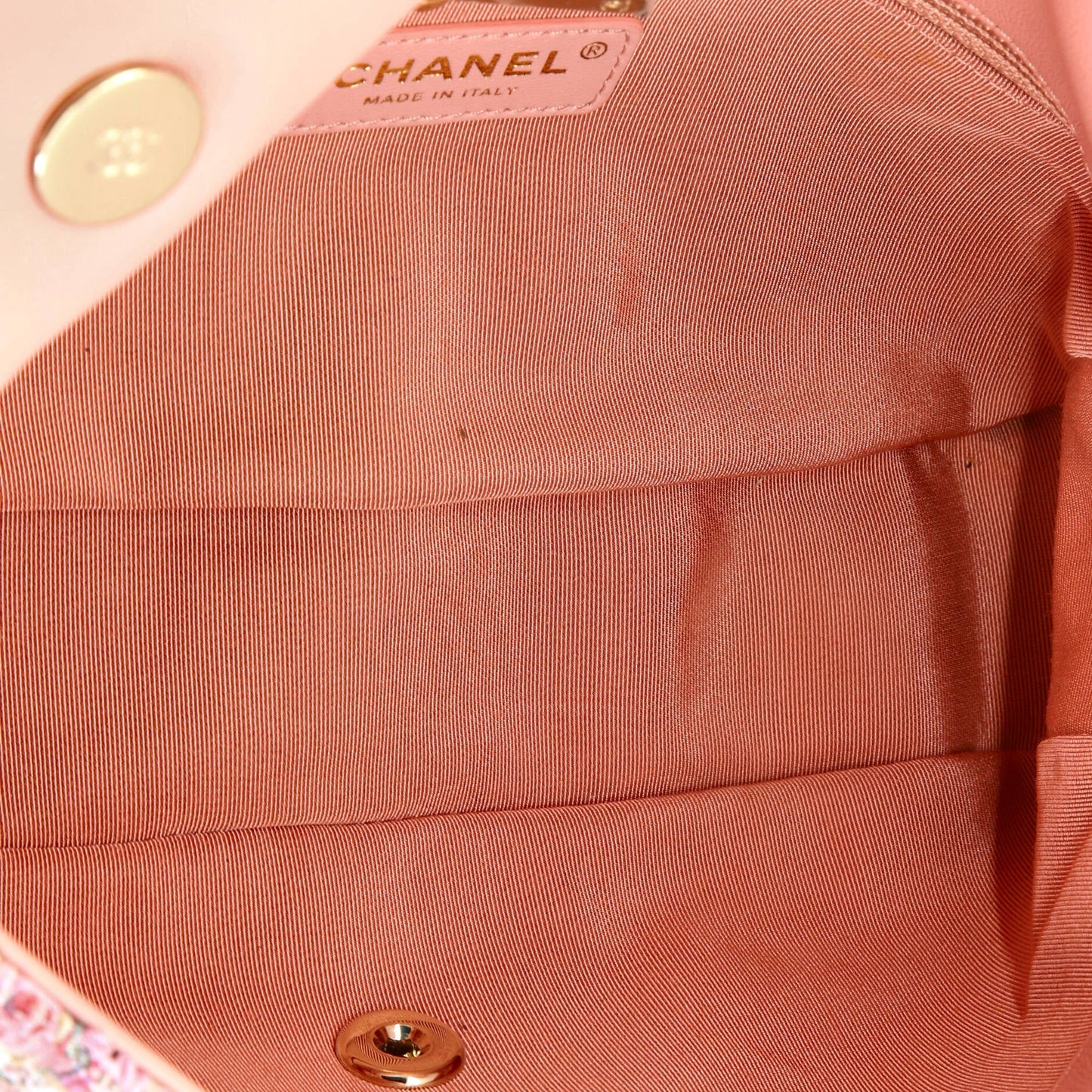 Pearl Handle Flap Bag Quilted Tweed Medium