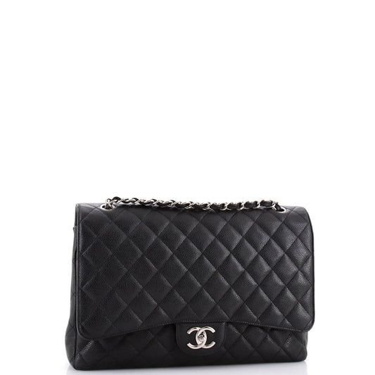 Classic Double Flap Bag Quilted Caviar Maxi