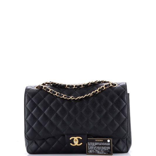 Classic Double Flap Bag Quilted Caviar Maxi