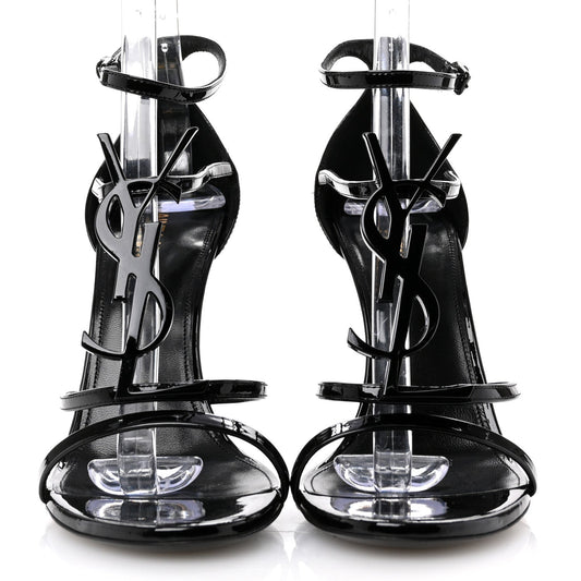 Saint Laurent Patent Cassandra 100 Sandals 37.5 Black