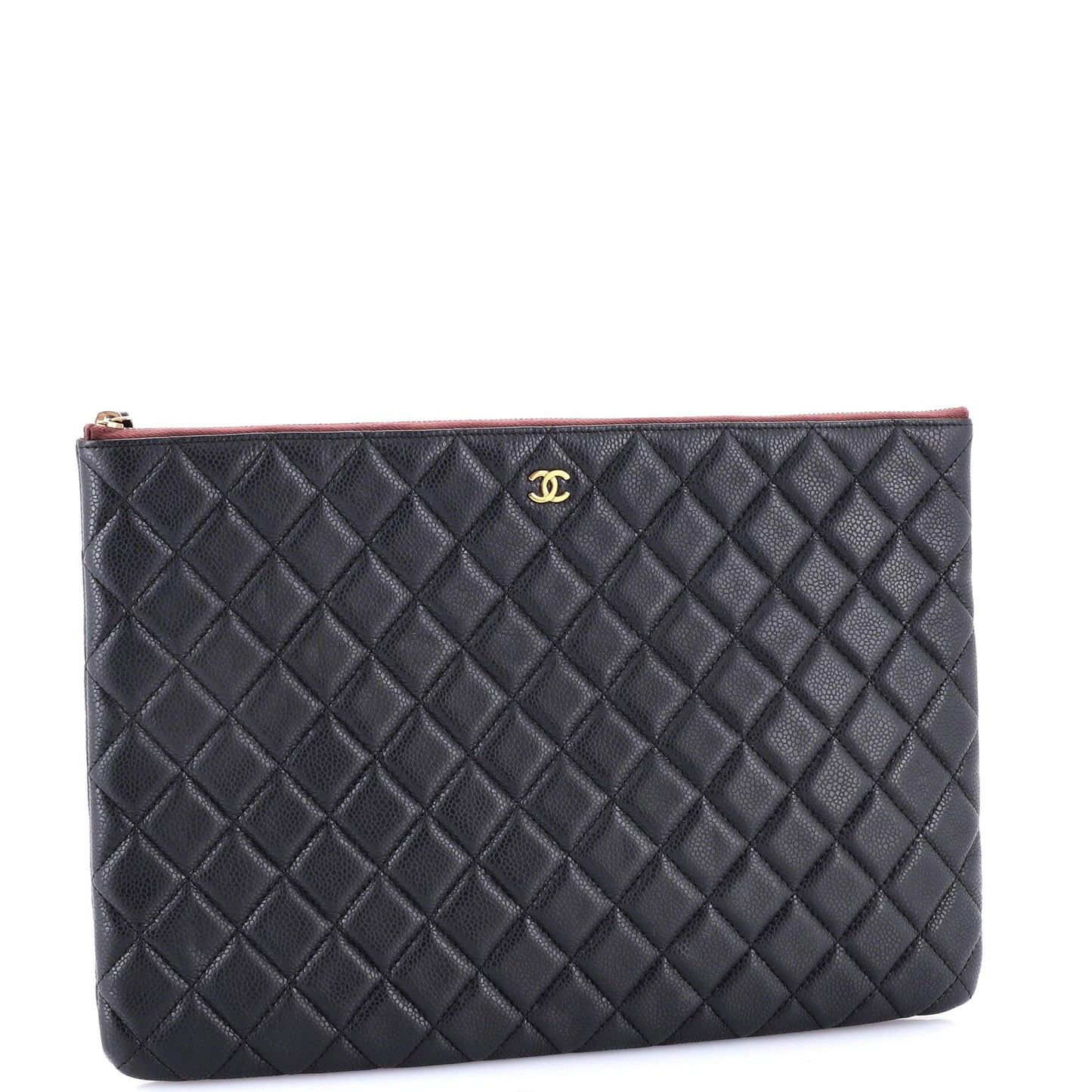 O Case Clutch Quilted Caviar Large