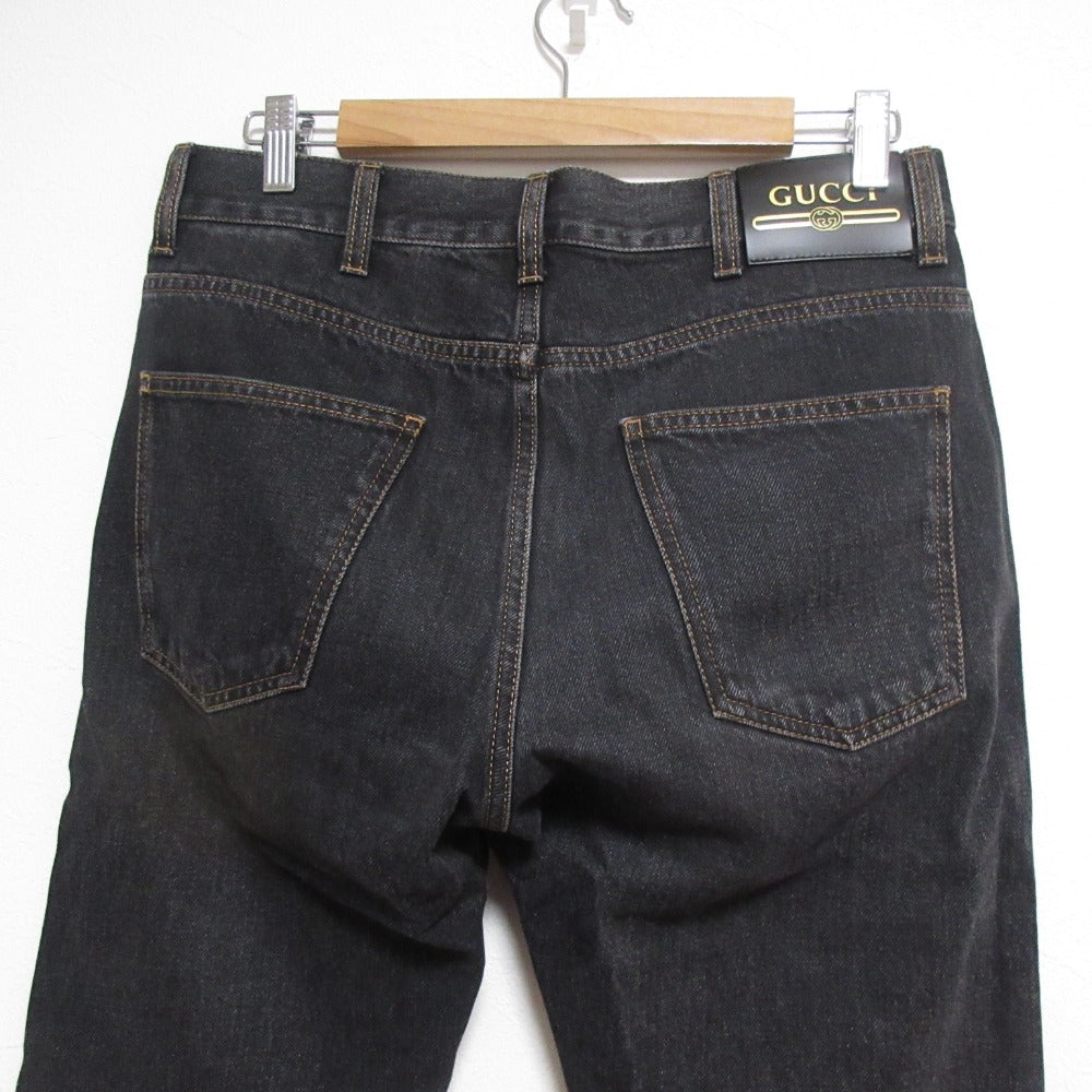 Gucci Wash Logo Patch Denim Pants