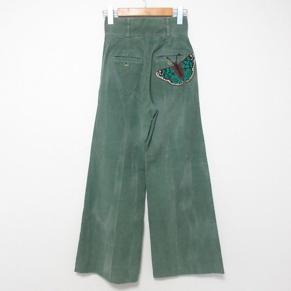 Gucci Butterfly Embroidery Corduroy Wide Pants