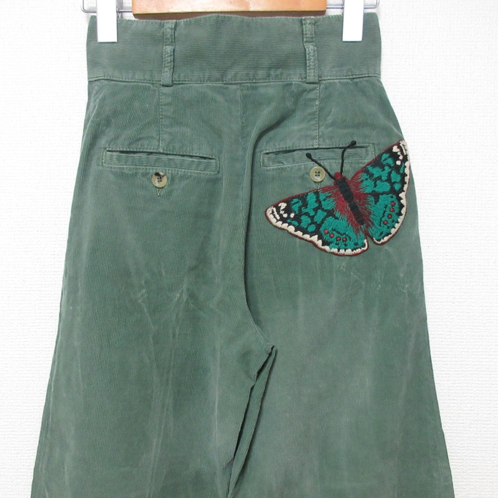 Gucci Butterfly Embroidery Corduroy Wide Pants