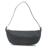 FENDI Zucchino Canvas Leather Shoulder Bag Pouch Black 8BR144