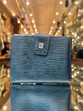 Fendi FF Black Ribbed Leather Compact Wallet