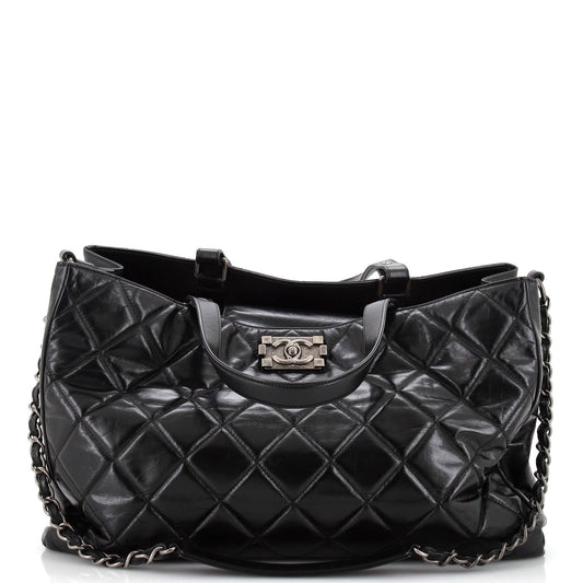 CHANEL Boy Shopping Tote Quilted Glazed Calfskin Large