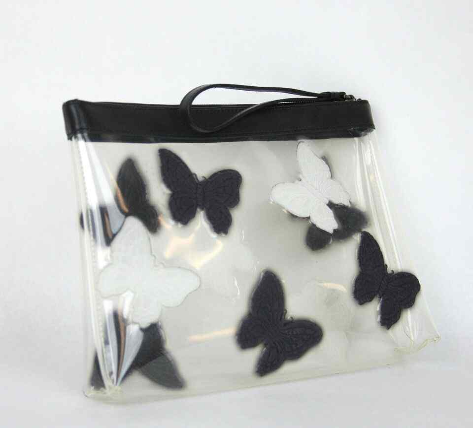 BOTTEGA VENETA Women's clear Wristlet Clutch Bag Butterfly