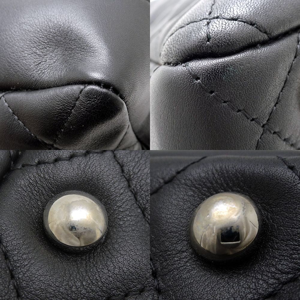 Chanel Bowling Bag Handbag Cambon Line Leather Black