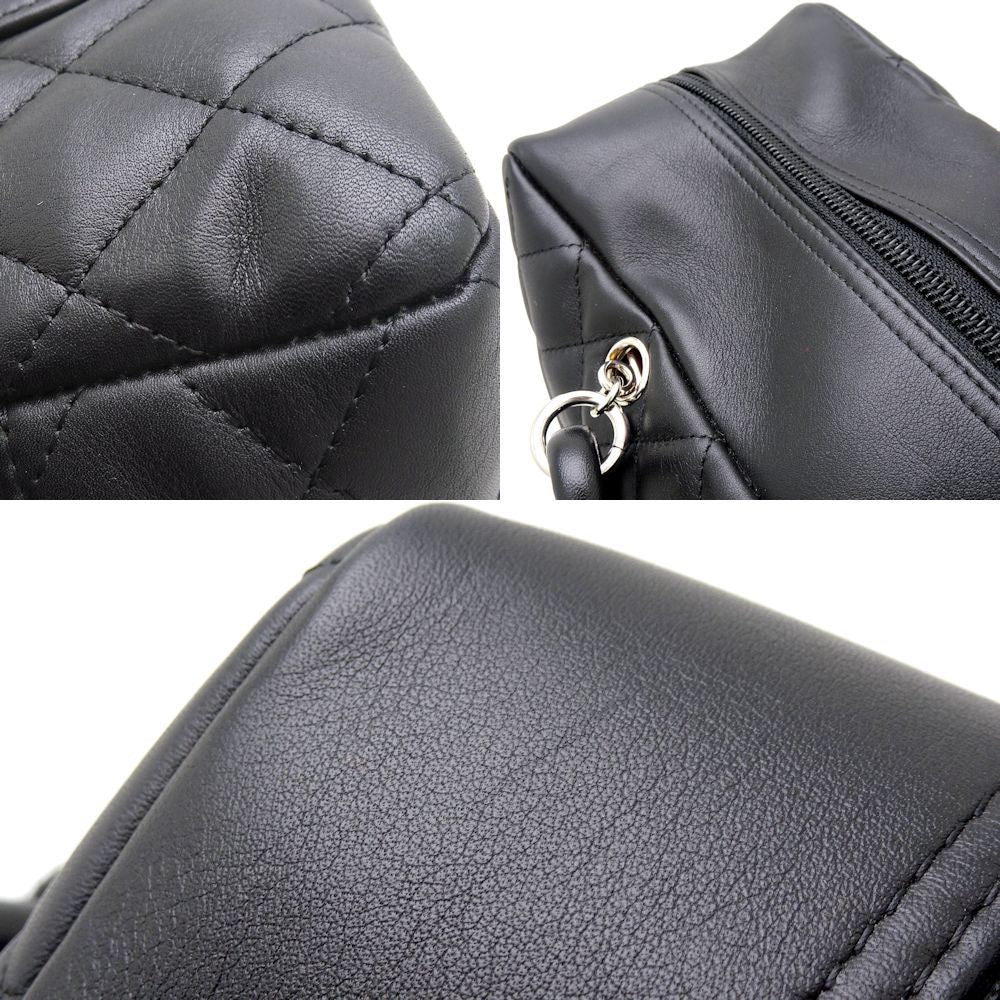 Chanel Bowling Bag Handbag Cambon Line Leather Black