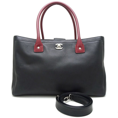 Chanel Executive Tote 2Way Bag Calf Black Bordeaux