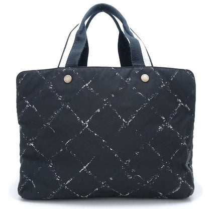 Chanel Mini Boston Handbag Travel Line Nylon Canvas Black