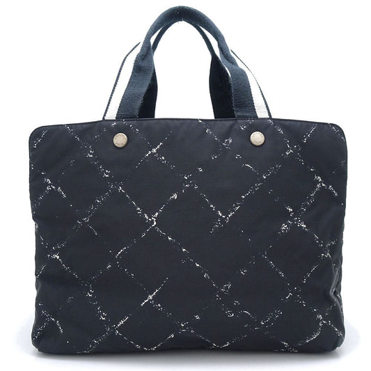 Chanel Mini Boston Handbag Travel Line Nylon Canvas Black