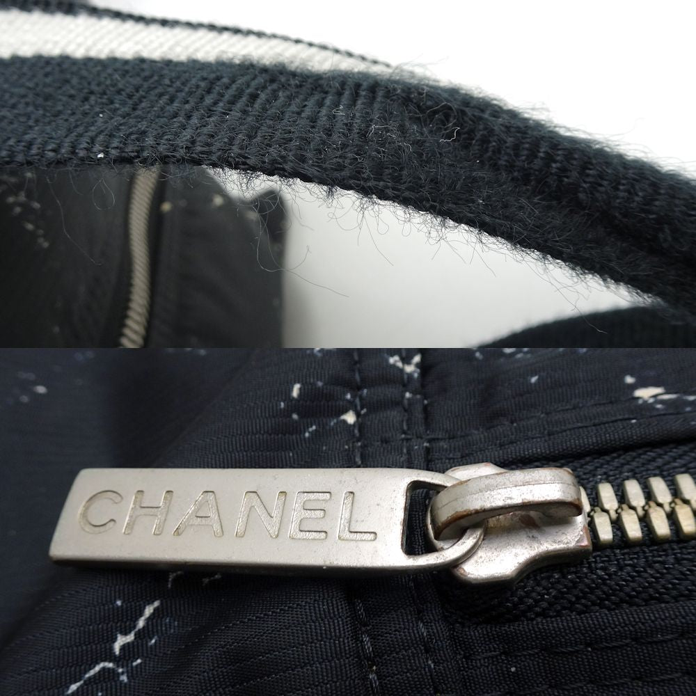 Chanel Mini Boston Handbag Travel Line Nylon Canvas Black