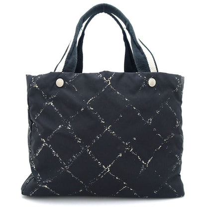 Chanel MM Tote Bag Travel Line Nylon Canvas Black