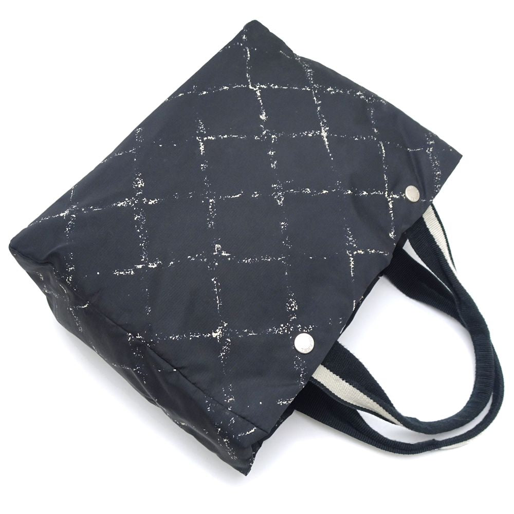 Chanel MM Tote Bag Travel Line Nylon Canvas Black