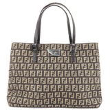 FENDI Zucchino Canvas Leather Hand Bag Beige Brown 8BH132
