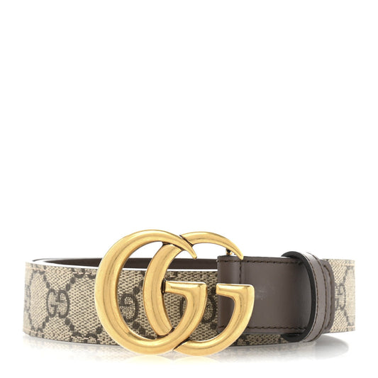 Amelia GG Supreme Monogram Matte Plutone Calfskin Double G 30mm Belt 80 32 Beige Ebony New Acero