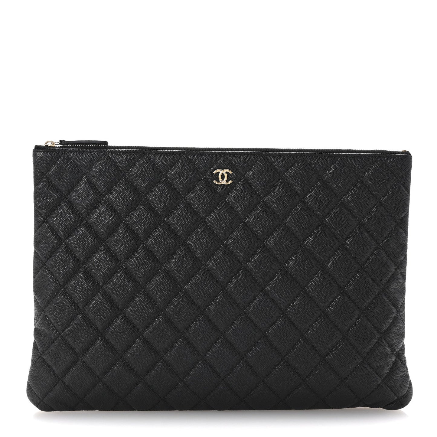 Amelia Caviar Quilted Large Cosmetic Case Black
