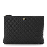 Amelia Caviar Quilted Large Cosmetic Case Black