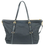 Prada Logo Nylon Leather 2Way Bag Tote Bag NERO Black BR4253