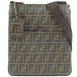 FENDI Zucca Print PVC Shoulder Bag Khaki Black 7VA207