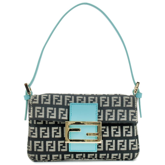 FENDI Zucchino Canvas Leather Mini Mamma Baguette Bag 8BK005