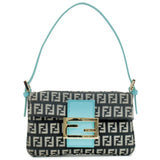 FENDI Zucchino Canvas Leather Mini Mamma Baguette Bag 8BK005