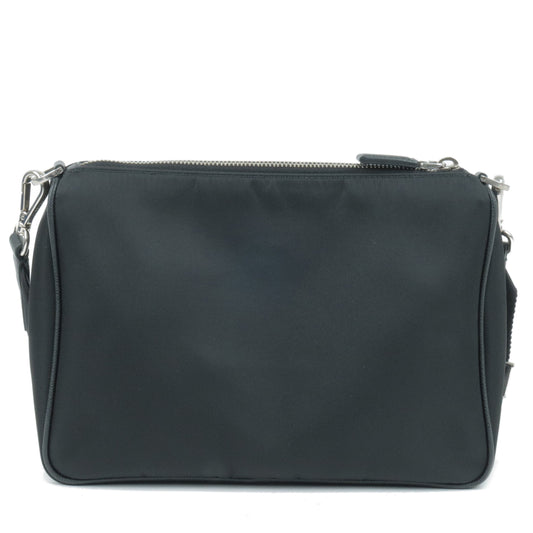 Prada Logo Nylon Leather Shoulder Bag Black Yellow 2VH113