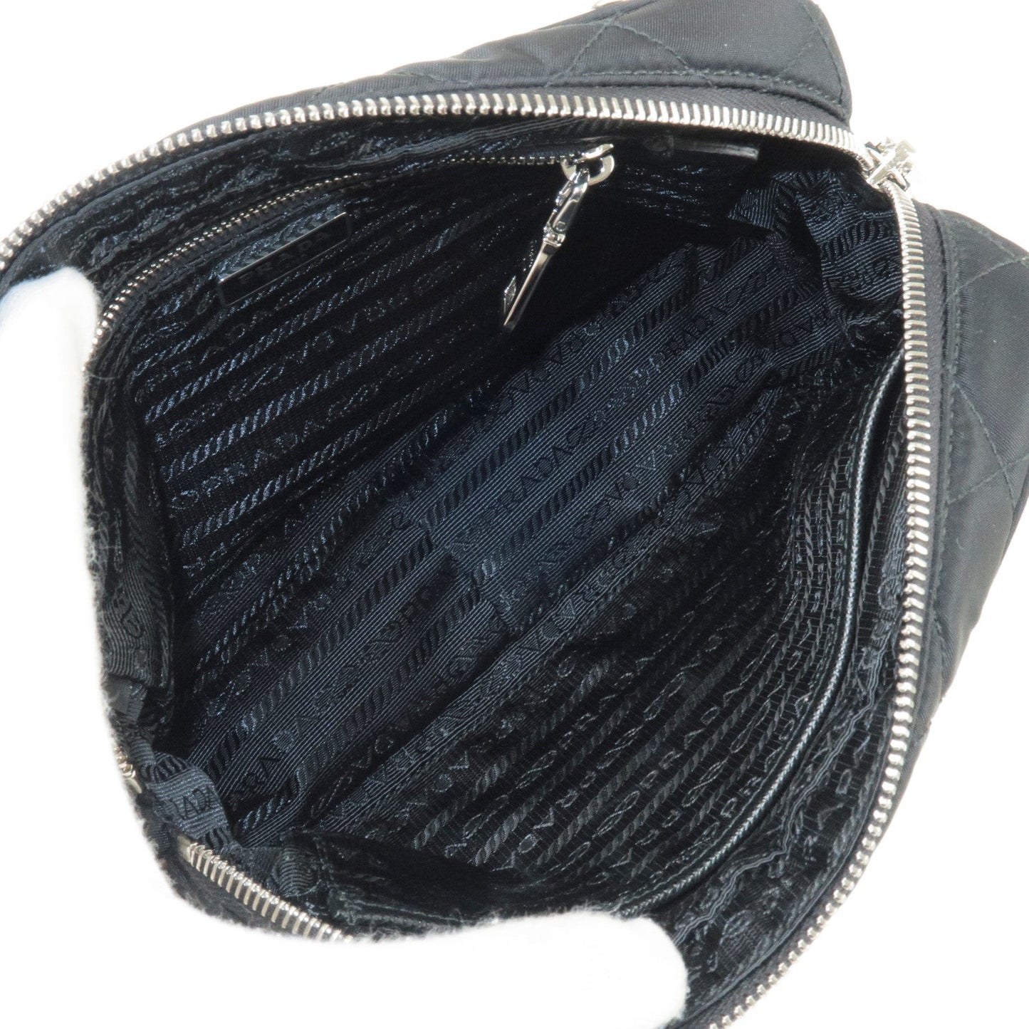 Prada Logo Nylon Leather 2Way Bag Hand Bag NERO Black 1BH910