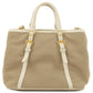 Prada Logo Jacquard Leather 2Way Bag Hand Bag Beige BN1841