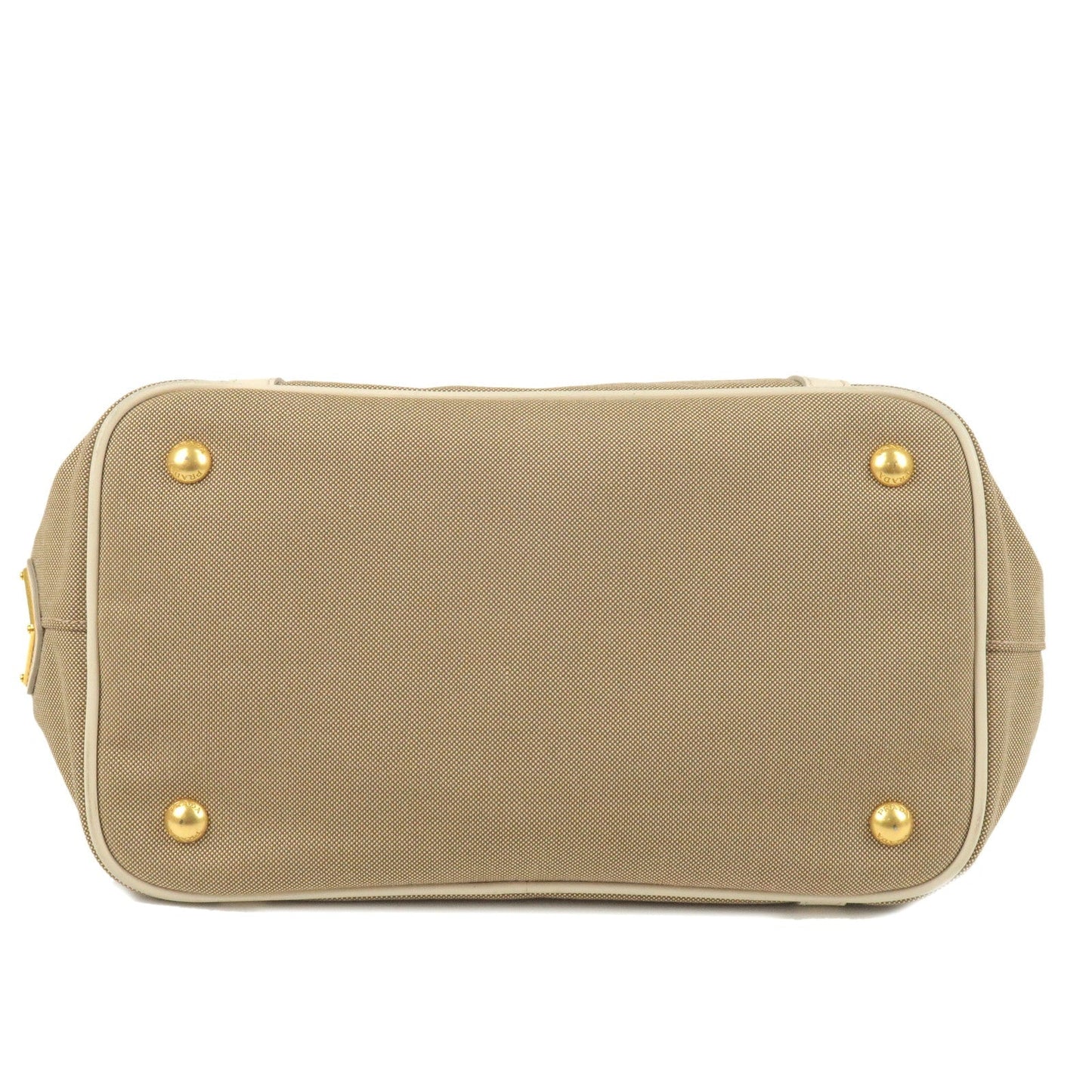 Prada Logo Jacquard Leather 2Way Bag Hand Bag Beige BN1841