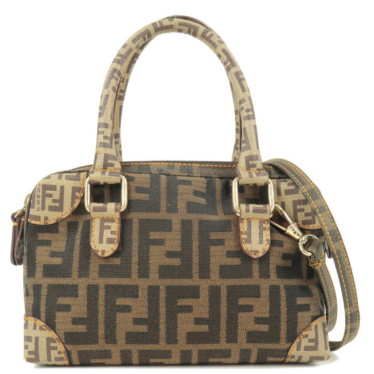 FENDI Zucca Zucchino PVC 2Way Bag Beige Brown Black 8BT123