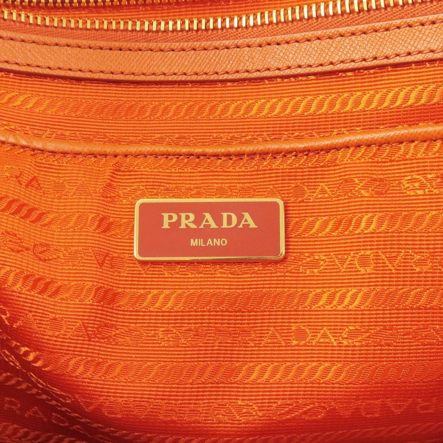 Prada Logo Nylon Leather 2Way Bag Hand Bag Orange