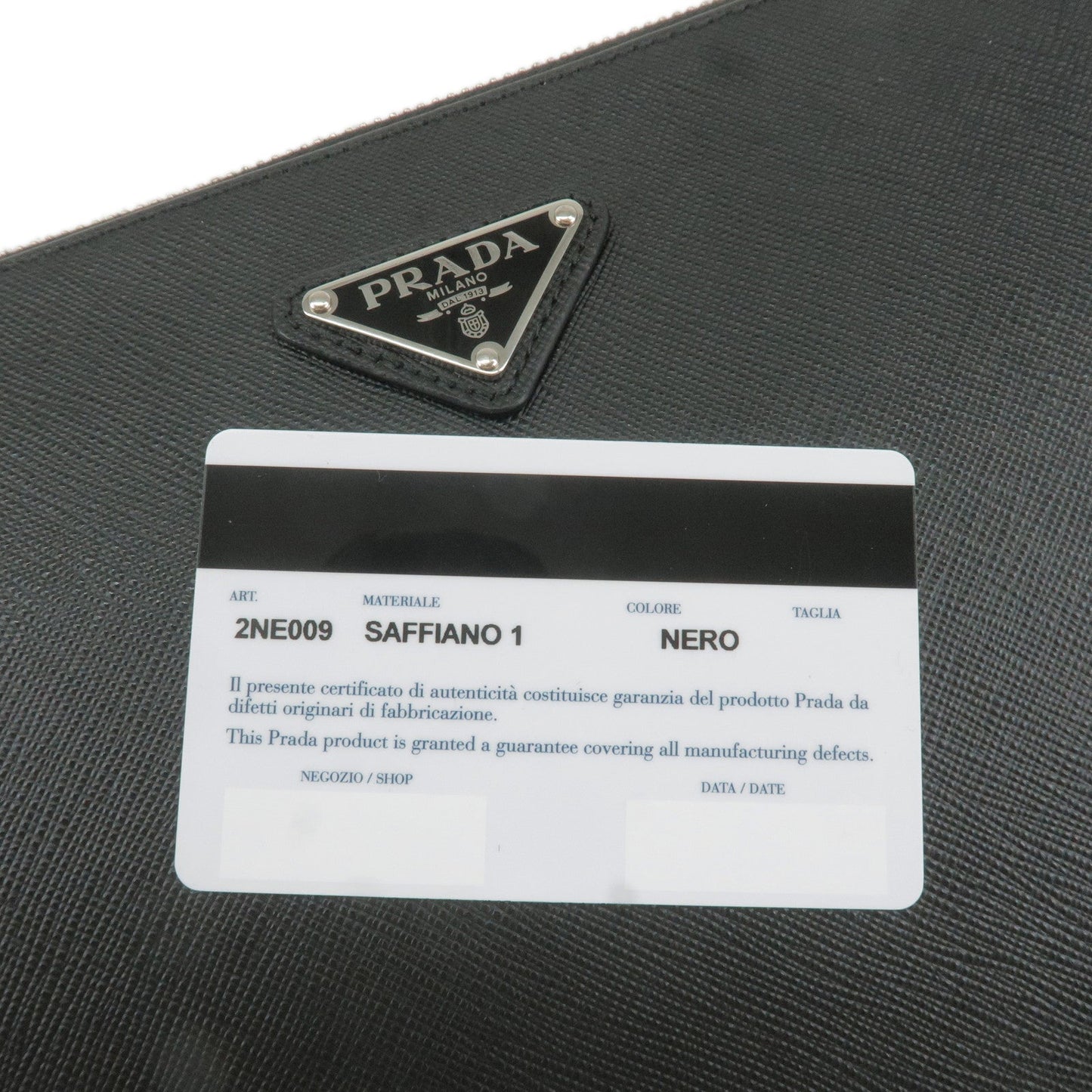 Prada Logo Leather Second Bag Clutch Bag NERO Black 2NE009