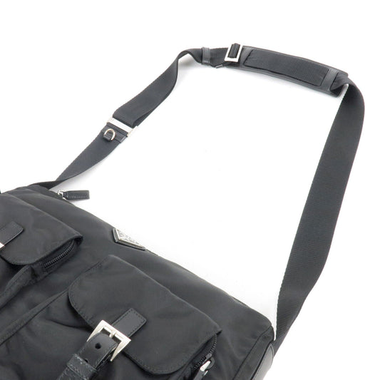 Prada Logo Nylon Leather Shoulder Bag NERO Black BT0644